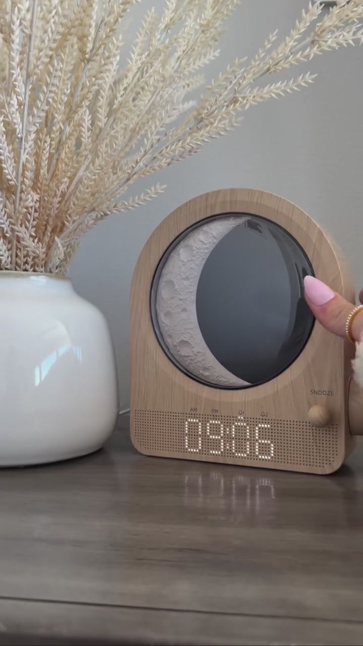 Lunar Rise Sunrise Alarm Clock – White Noise & Star Moon Night Light